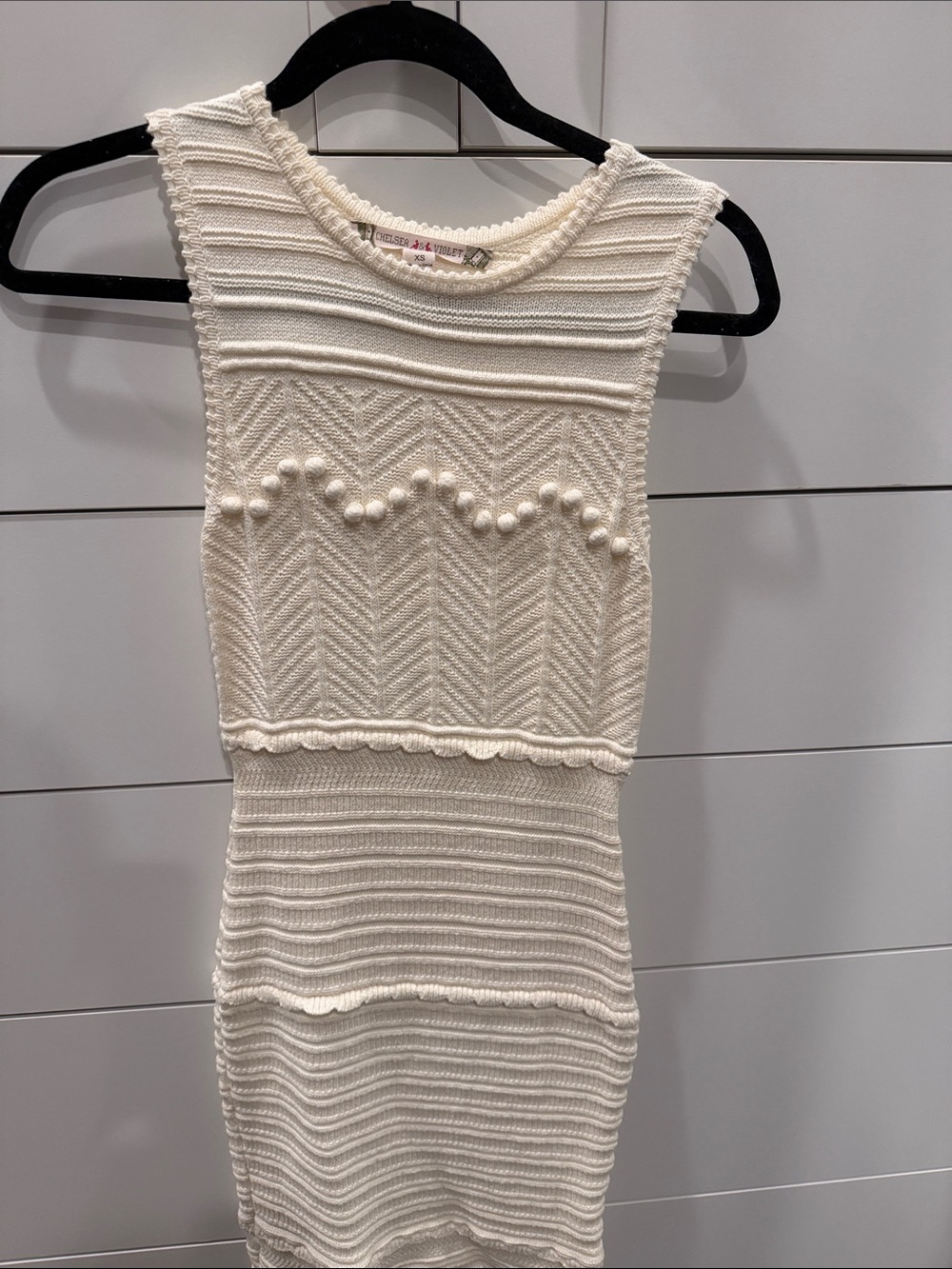 Amanda & Chelsea Cream Knit Sleeveless Textured Dress